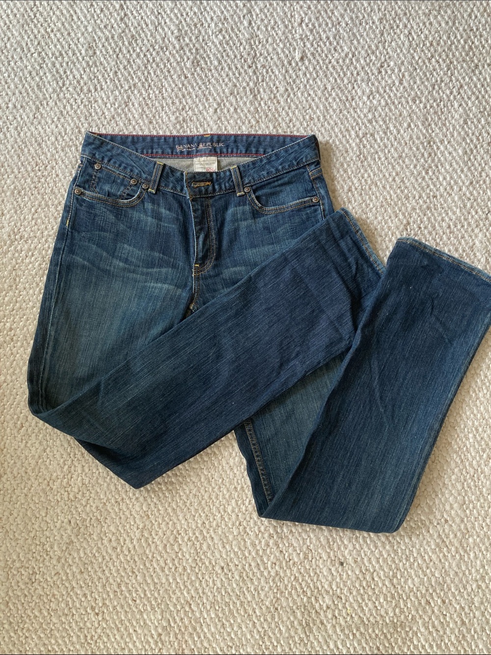(Tall!) Sz 10 Cotton Banana Republic Women's Straight Leg Jeans - Dark Blue Wash